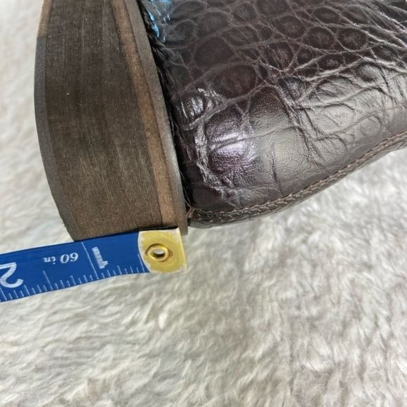 Ladies Donald J Pliner Brown Suede Alligator Knee High Zip Up Boots Size: 6.5 M - Picture 11 of 16